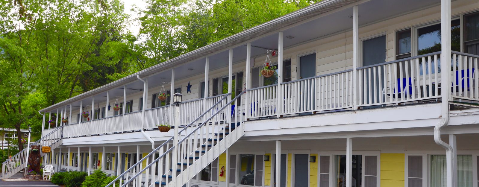 Motel room porches