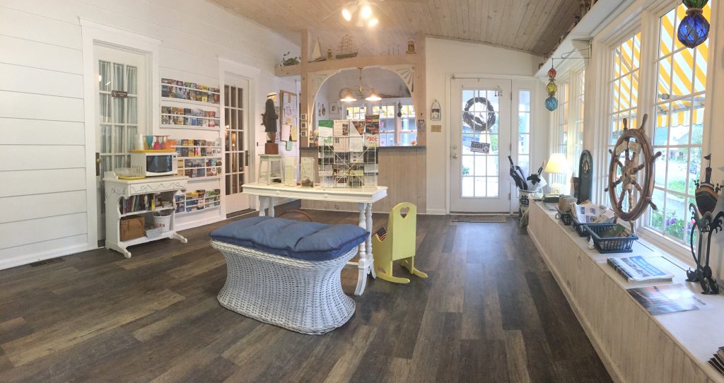Office space with wood floors